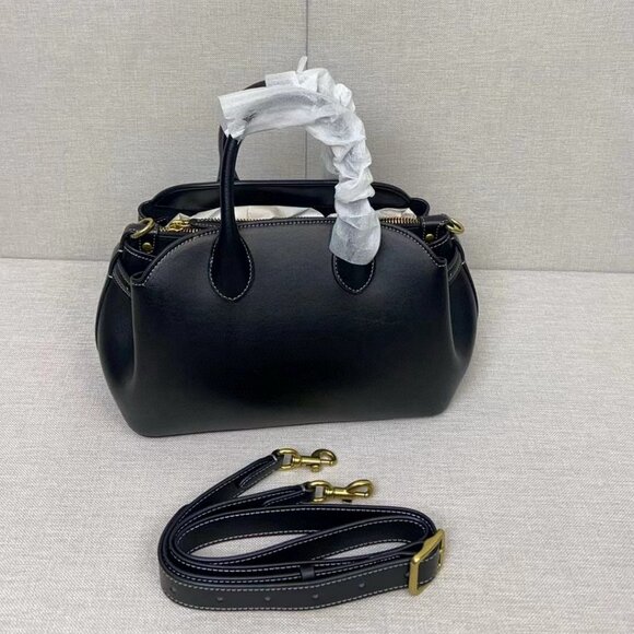 Coach Black Leather Satchel Handbag with Detachable Crossbody Strap - Picture 4 of 9